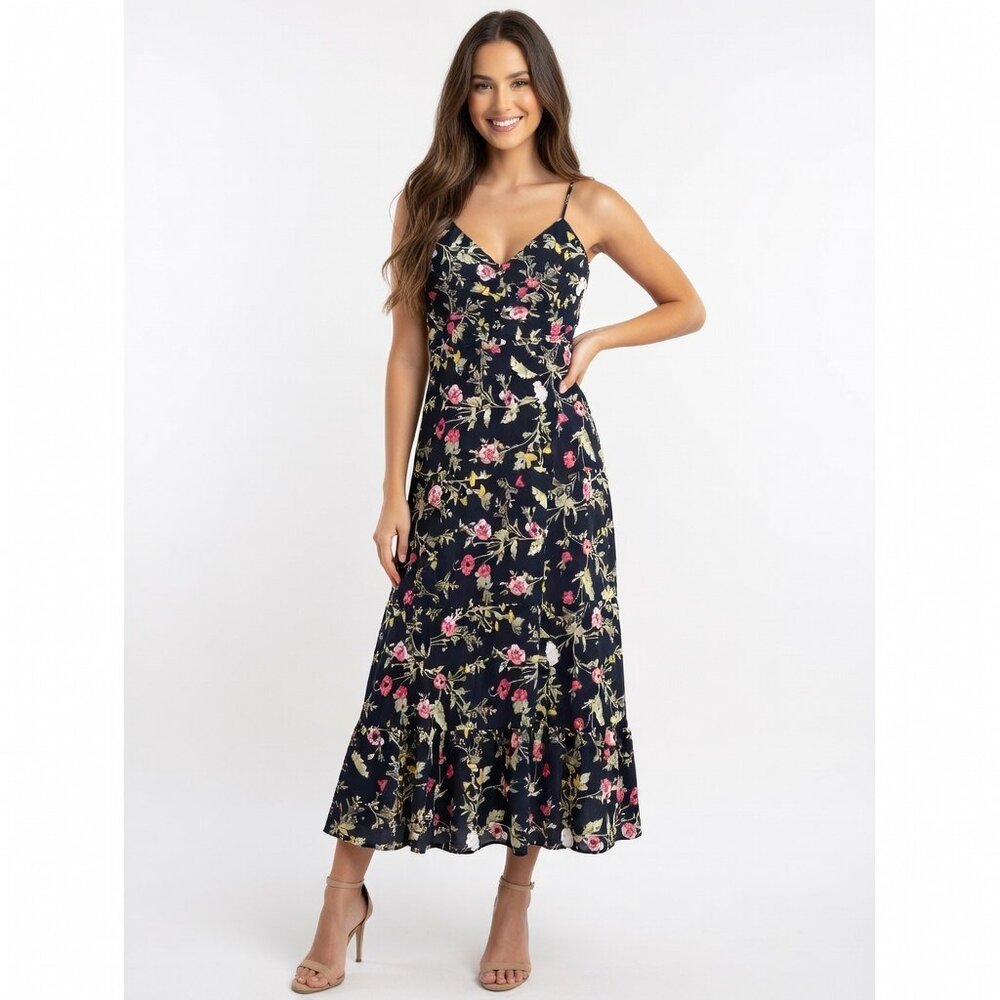 Zara Black Floral Midi Dress